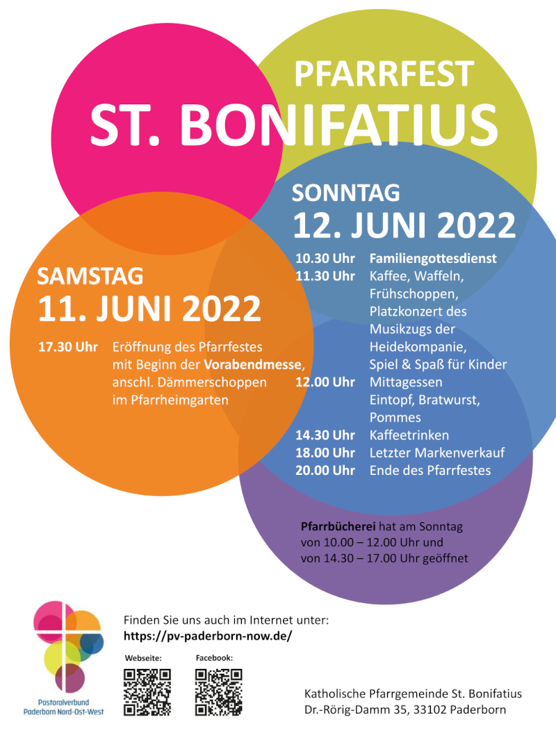 Plakat zum Pfarrfest St. Bonifatius 2022