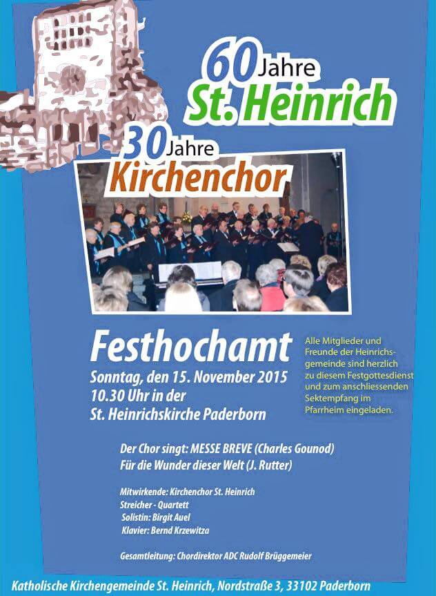Plakat 60 Jahre St. Heinrich - 30 Jahre Kirchenchor (15.11.2015)