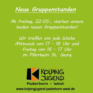 Informationen zu den Gruppenstunden der Kolpingjugend Paderborn West